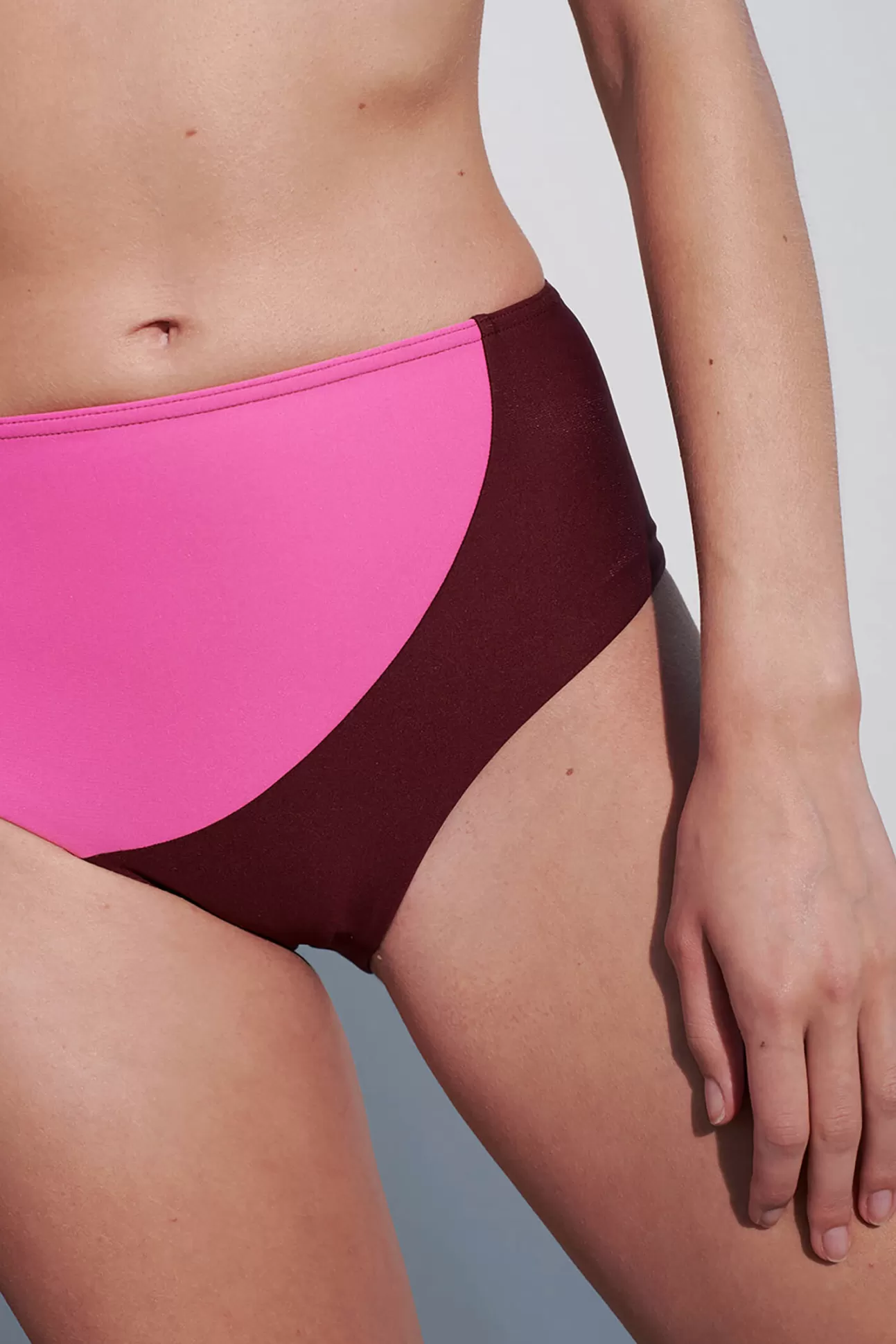 Maison Lejaby Culotte Taille Haute*Culotte De Bain Taille Haute Rose Et Marron Fuschia Round