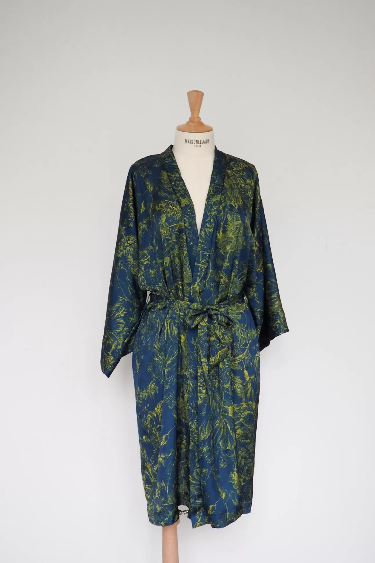 Maison Lejaby Kimonos & Nuisettes*Kimono Imprim Floral Bleu Gravure Sulfure