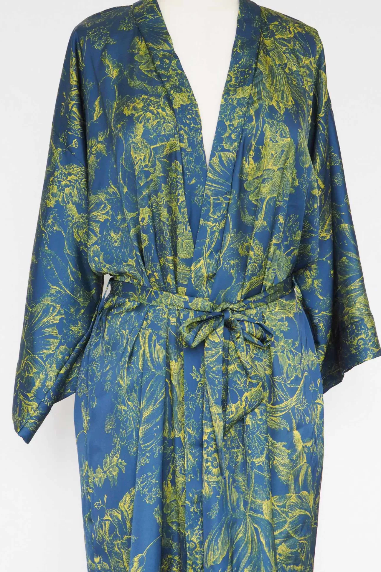 Maison Lejaby Kimonos & Nuisettes*Kimono Imprim Floral Bleu Gravure Sulfure