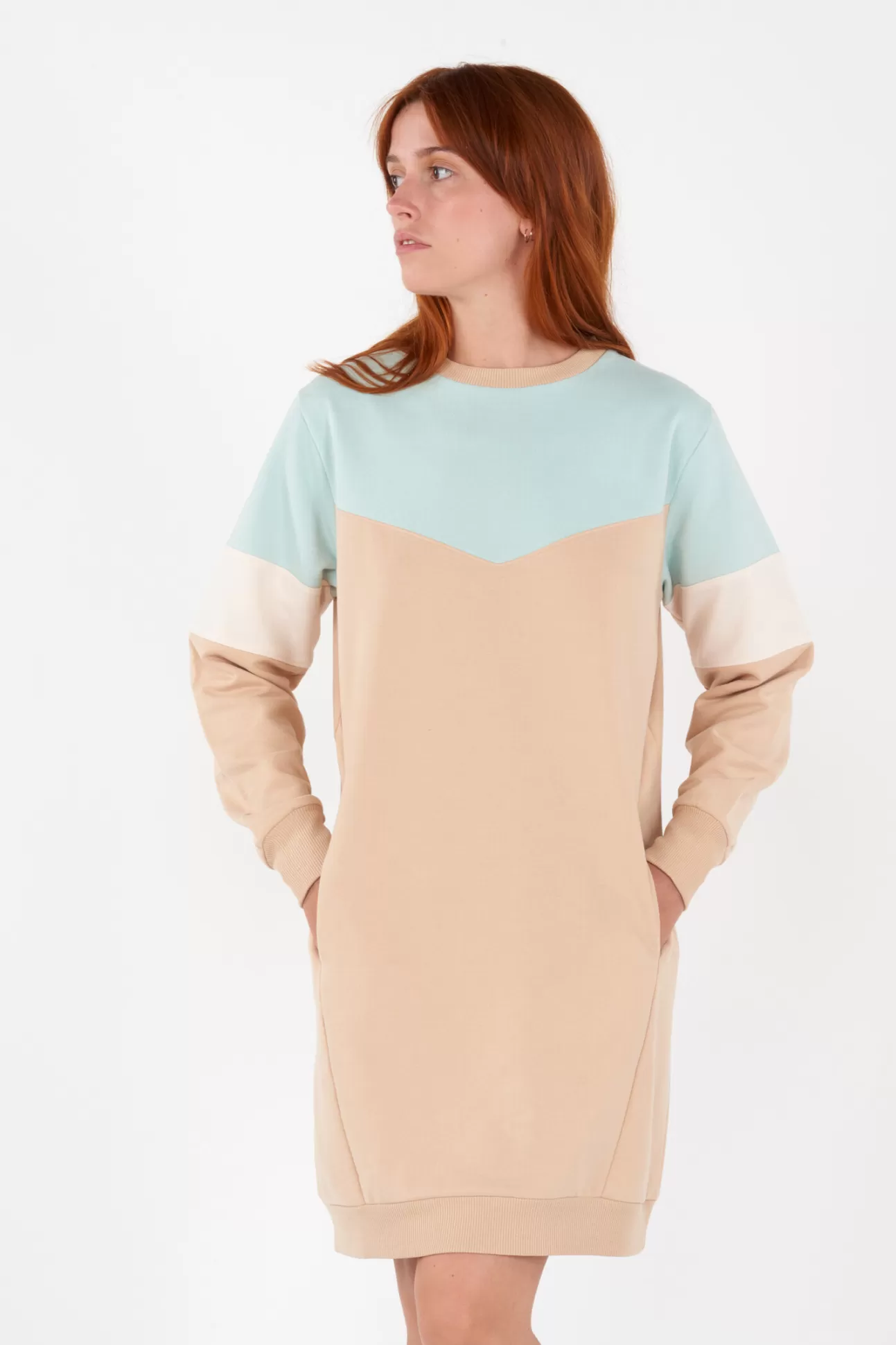 Maison Lejaby Blockcolor*Robe Sweat Clair Issue De Fibres V G Tales Beige