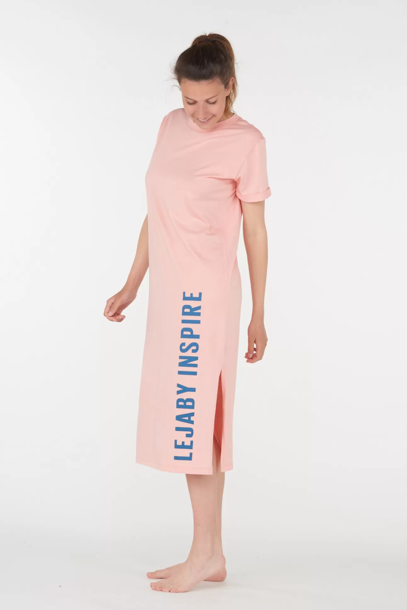 Maison Lejaby Sporty Chic*Robe T-Shirt Rose Clair Issue De Fibres V G Tales Abricot