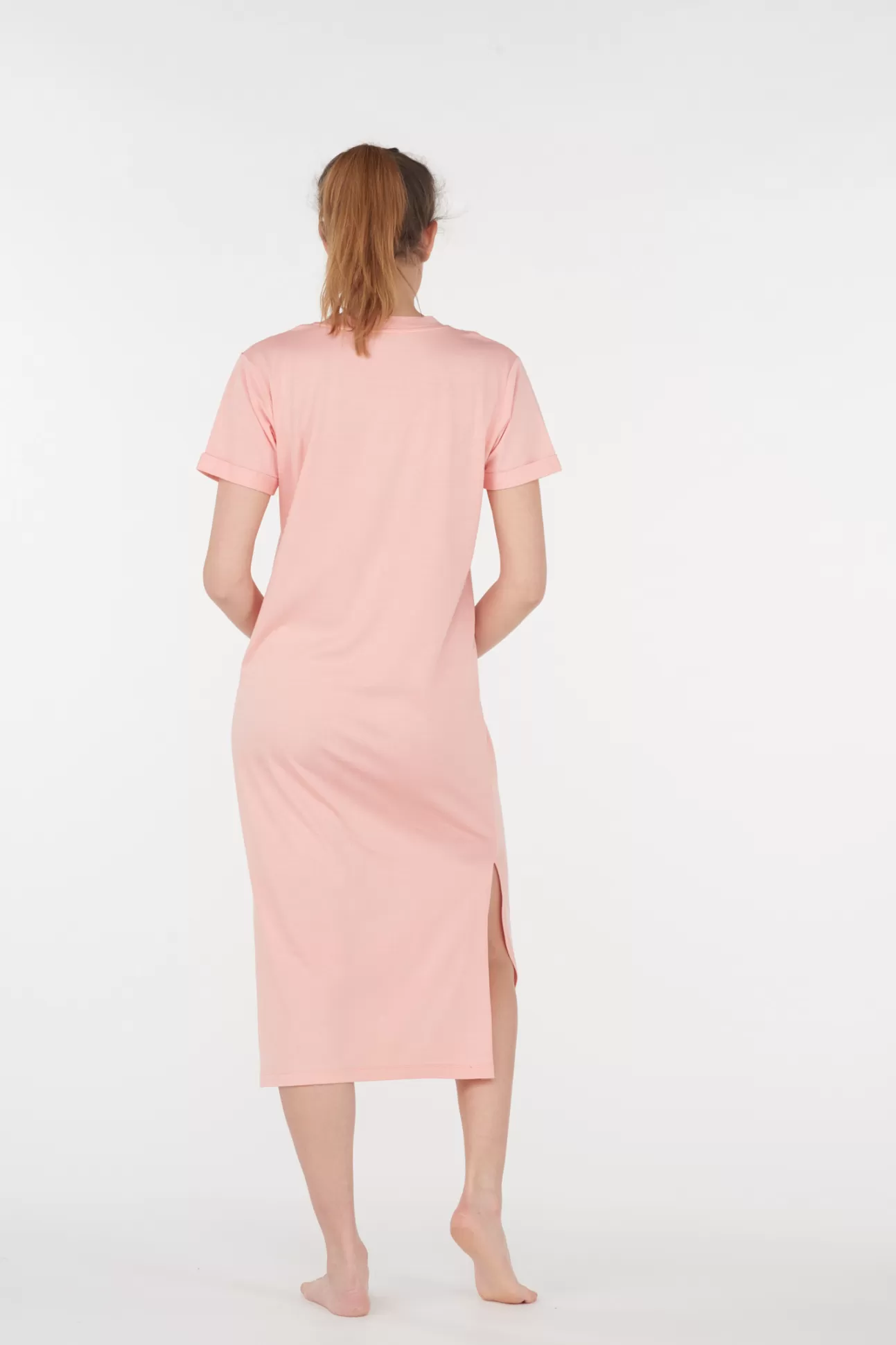 Maison Lejaby Sporty Chic*Robe T-Shirt Rose Clair Issue De Fibres V G Tales Abricot