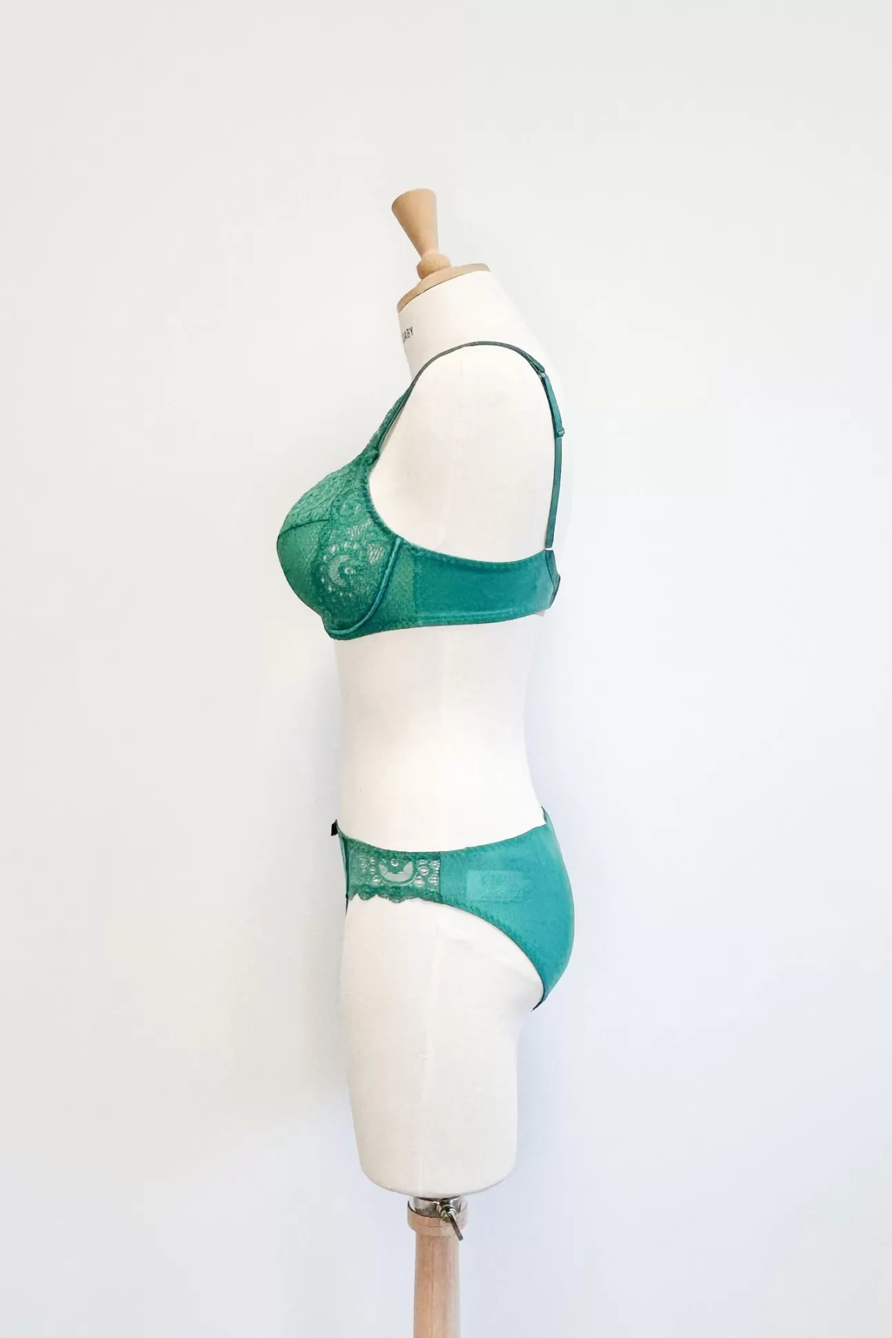 Maison Lejaby Gaby*Soutien-Gorge Armatur Grande Taille En Dentelle De Calais Vert Pin