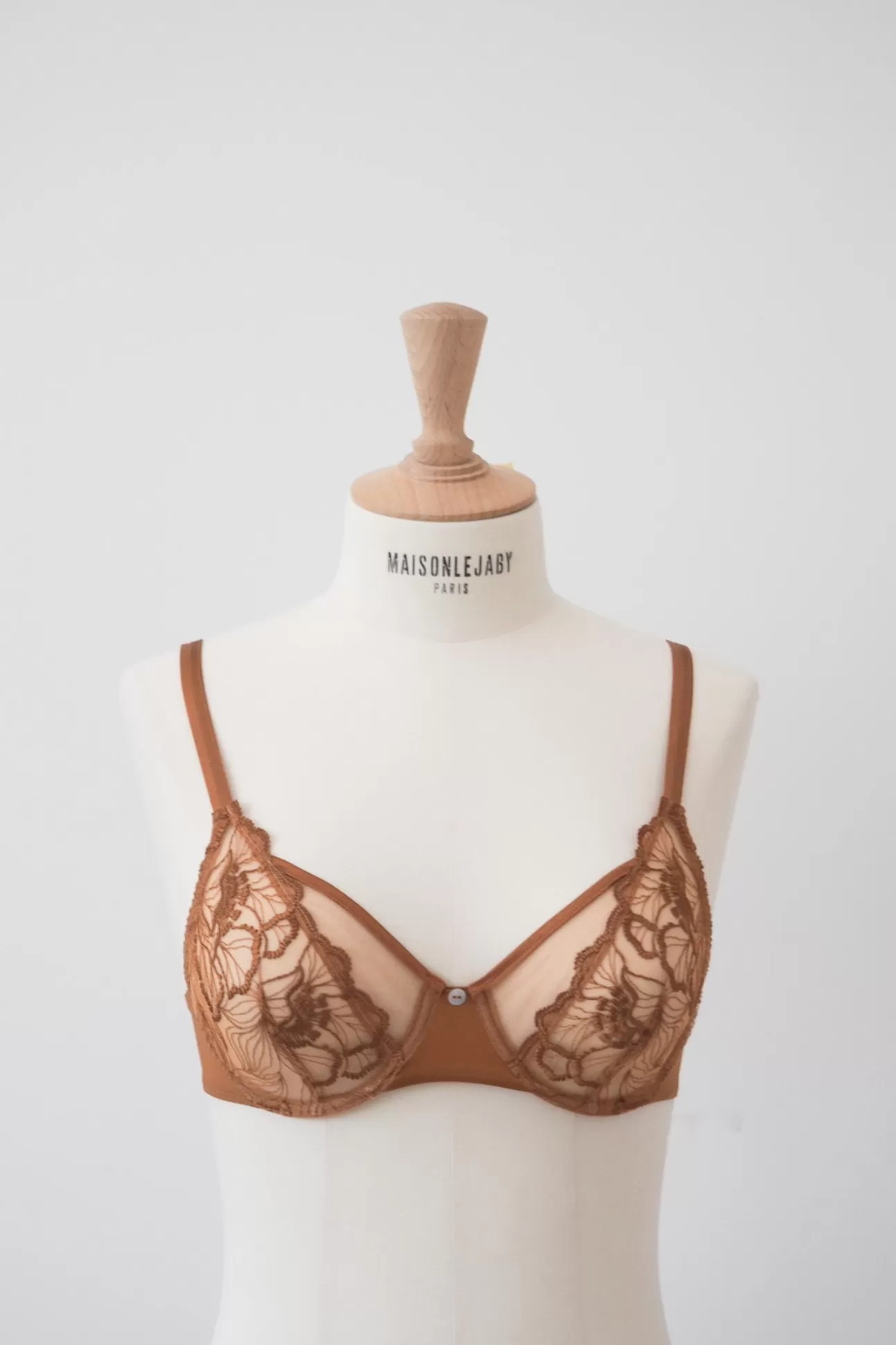 Maison Lejaby Flora*Soutien-Gorge Avec Armatures En Broderie Suisse Ocre Sienne