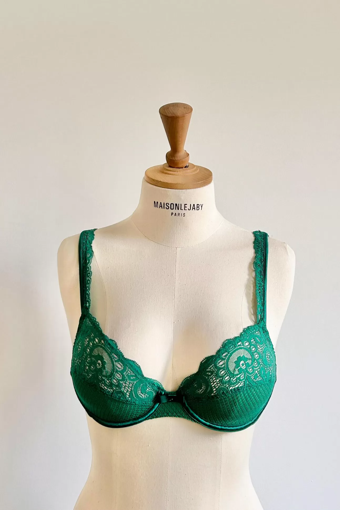 Maison Lejaby Gaby*Soutien-Gorge Avec Armatures En Dentelle De Calais Vert Pin