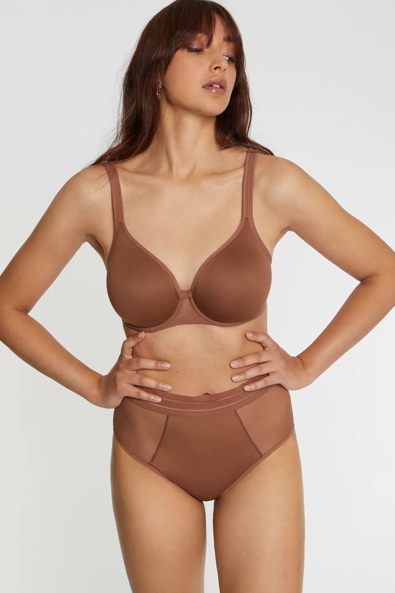 Maison Lejaby Bonnets F, G, H*Soutien-Gorge Avec Armatures Grandes Tailles Marron En Lycra® Cocoa