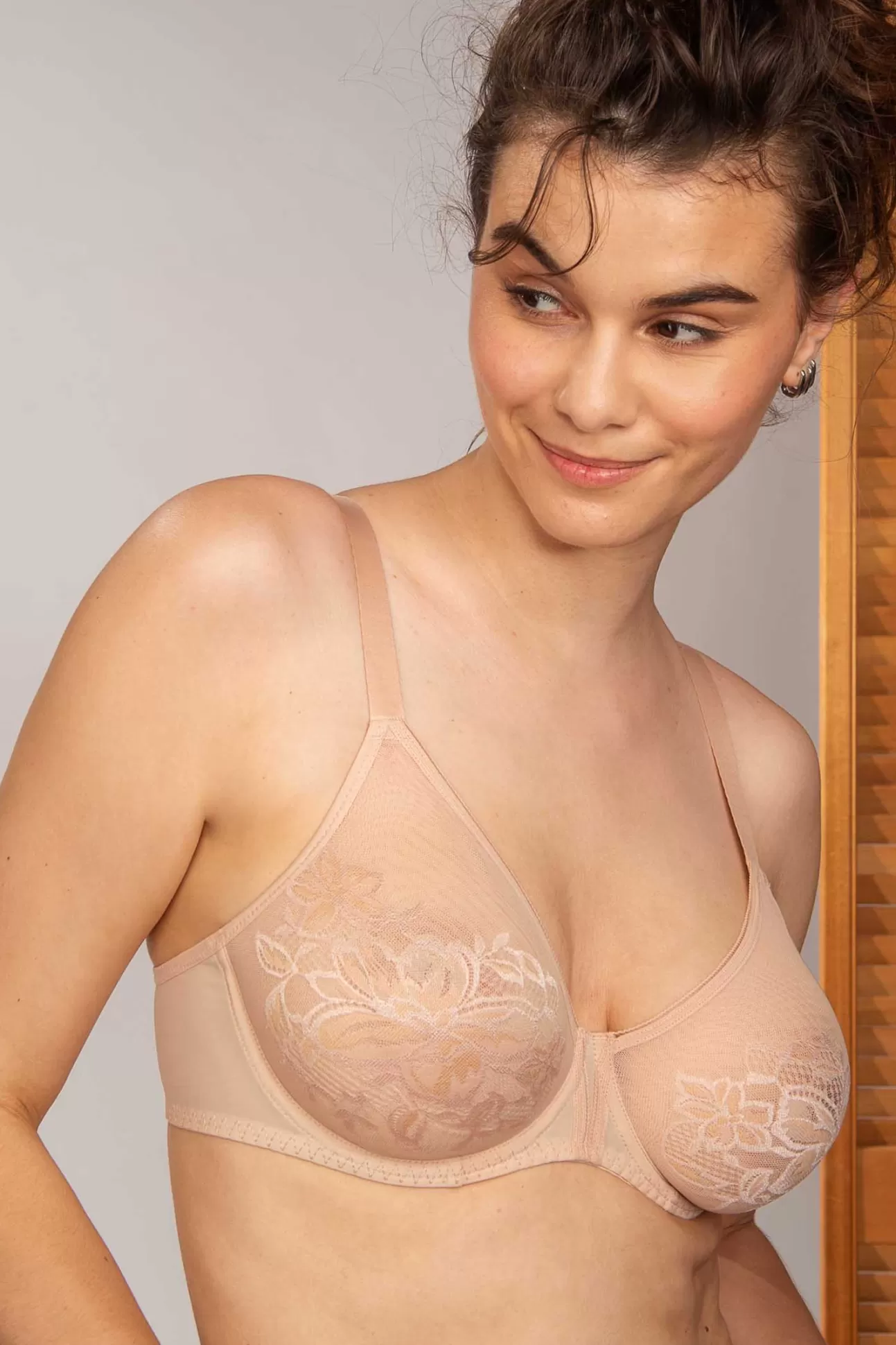 Maison Lejaby Avec Armatures*Soutien-Gorge Avec Armatures Moul Rose Fum En Dentelle Moul E Rose Fume
