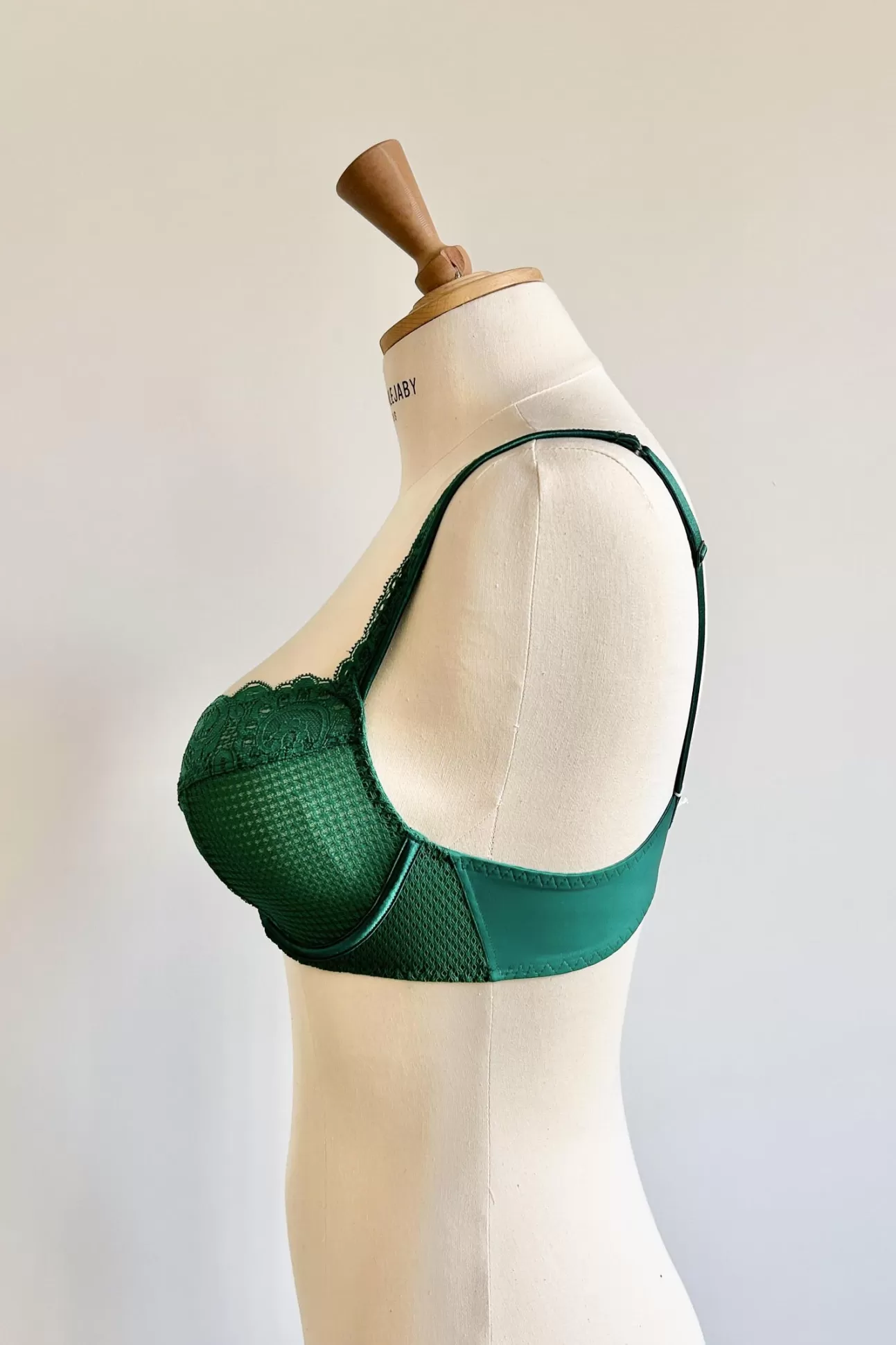 Maison Lejaby Gaby*Soutien-Gorge Balconnet Armatur Grande Taille En Dentelle De Calais Vert Pin