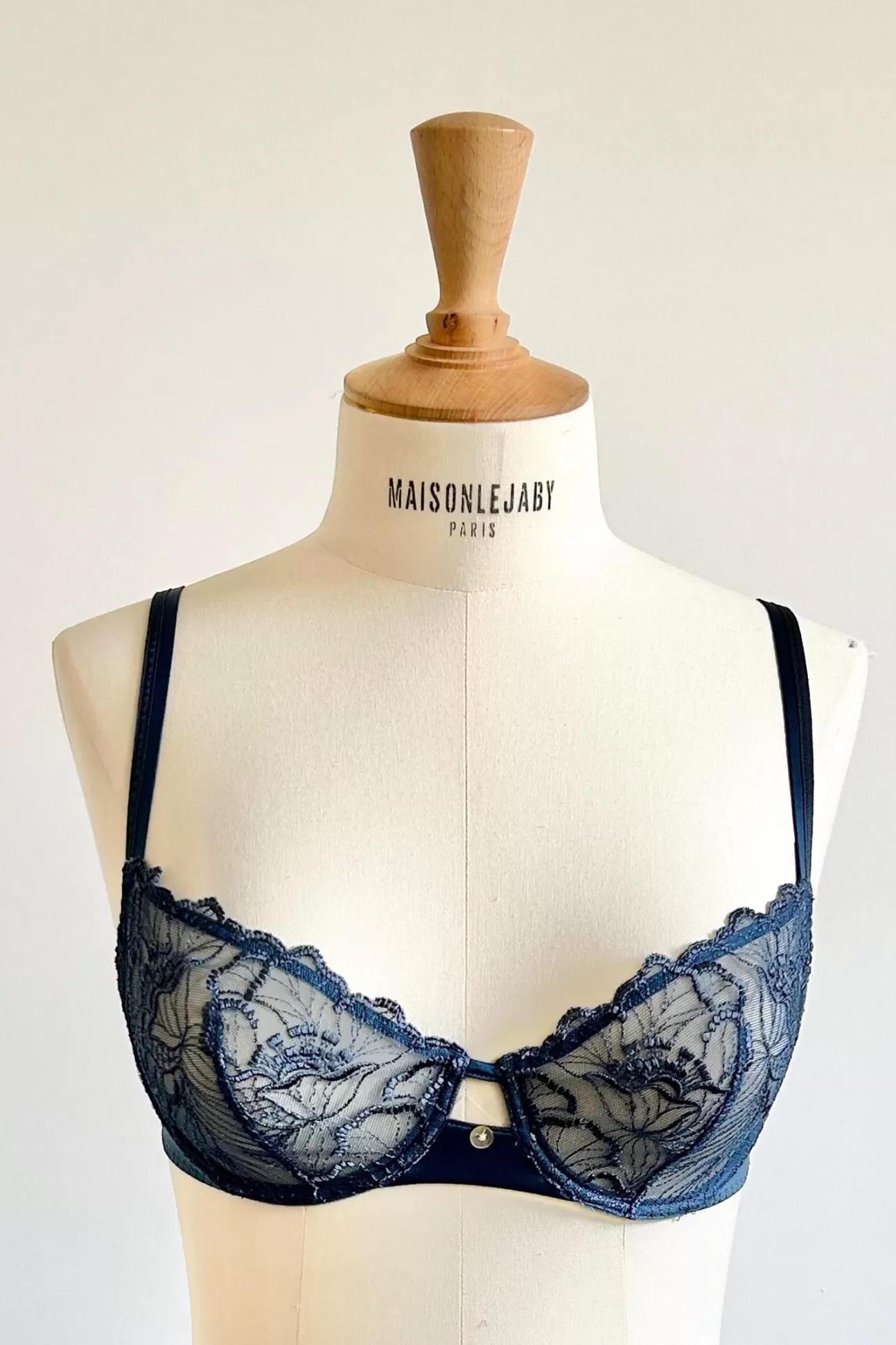 Maison Lejaby Flora*Soutien-Gorge Corbeille En Broderie Suissebleu Bleu Stone